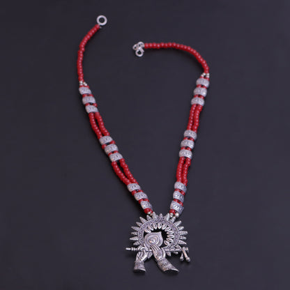 Red Beaded Oxidised Neckpiece