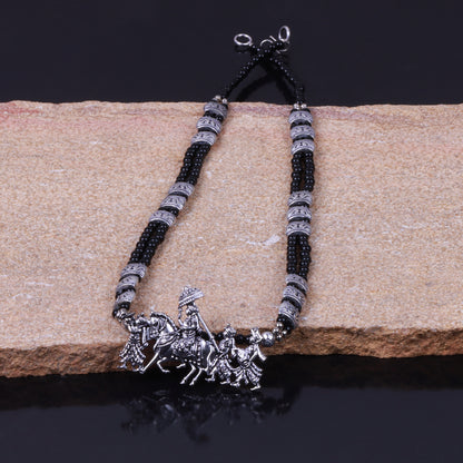 Black Beaded Oxidised Neckpiece