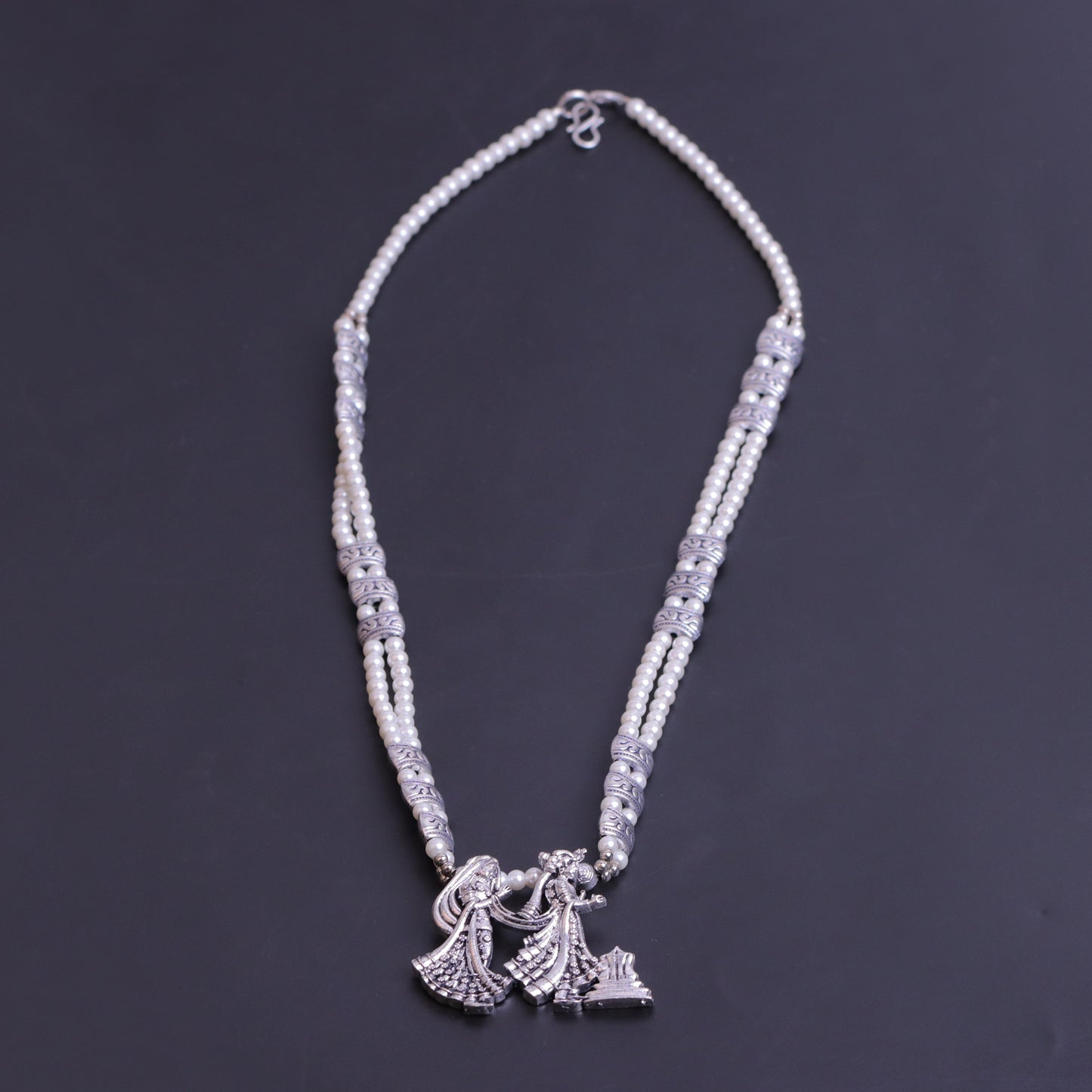 White Beaded Oxidised Neckpiece