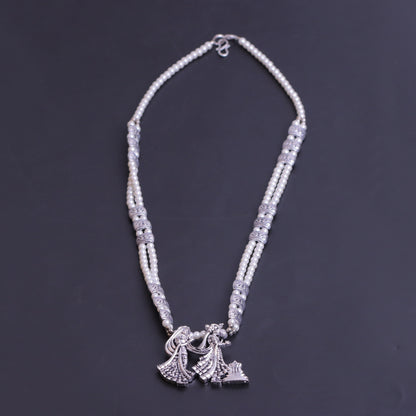 White Beaded Oxidised Neckpiece