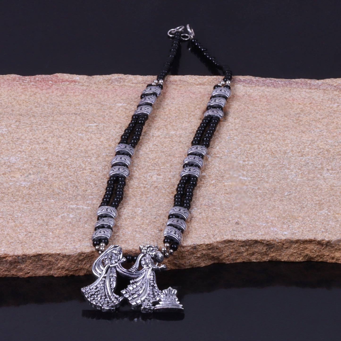 Black Beaded Oxidised Neckpiece
