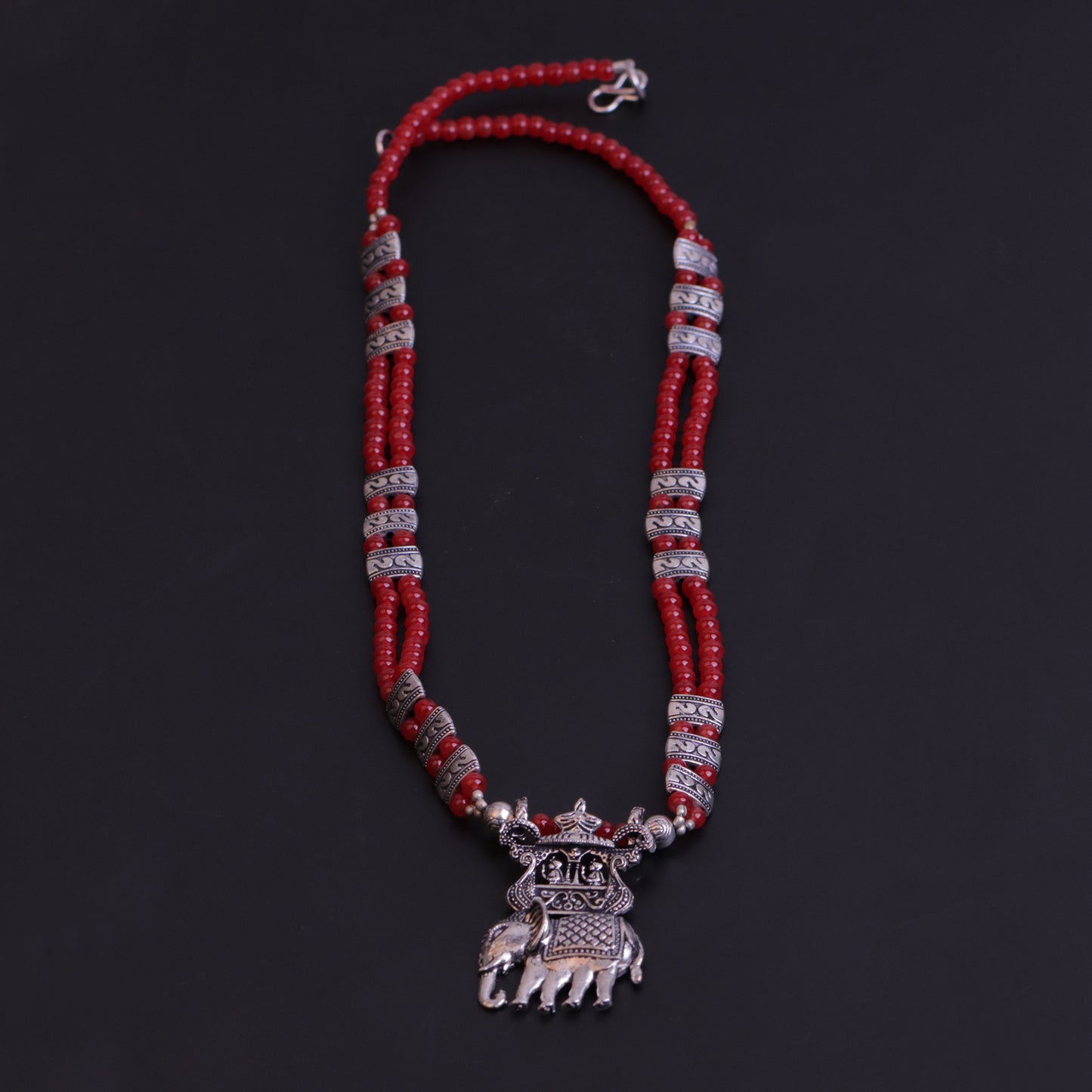Red Beaded Oxidised Neckpiece