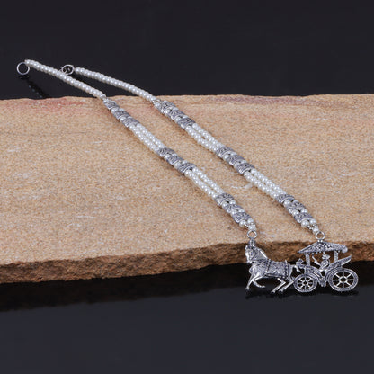 White Beaded Oxidised Neckpiece