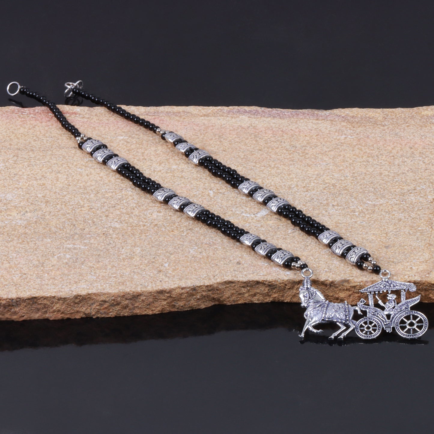 Black Beaded Oxidised Neckpiece
