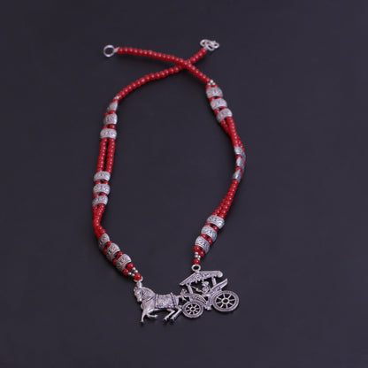 Red Beaded Oxidised Neckpiece
