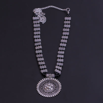 Black Beaded Oxidised Neckpiece