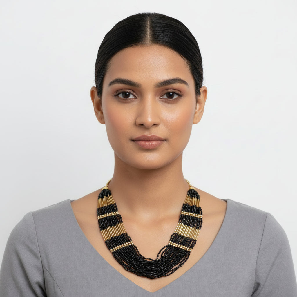 Golden Eclipse beaded neckpiece