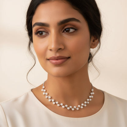 Delicate pearl choker neckpiece
