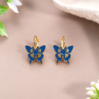 Blue Butterfly Enamel Earrings