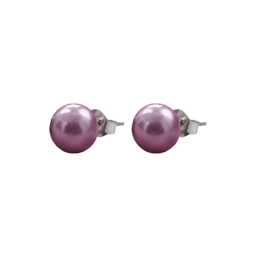 Glossy Dome Stud Earrings (Purple)