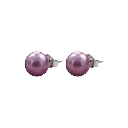 Glossy Dome Stud Earrings (Purple)