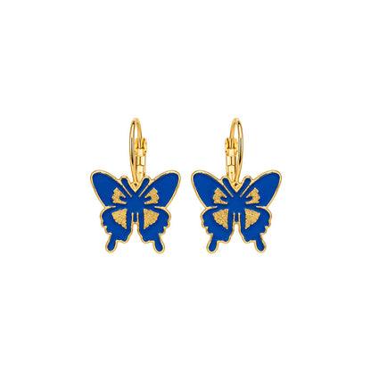 Blue Butterfly Enamel Earrings