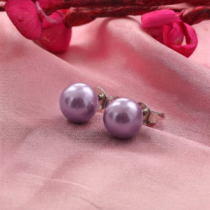 Glossy Dome Stud Earrings (Purple)