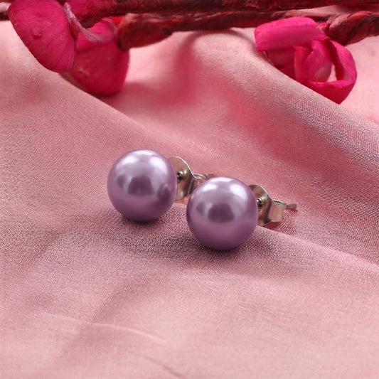 Glossy Dome Stud Earrings (Purple)