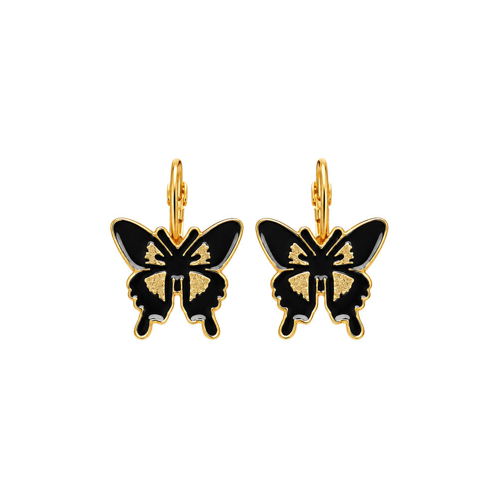 Black Butterfly Enamel Earrings
