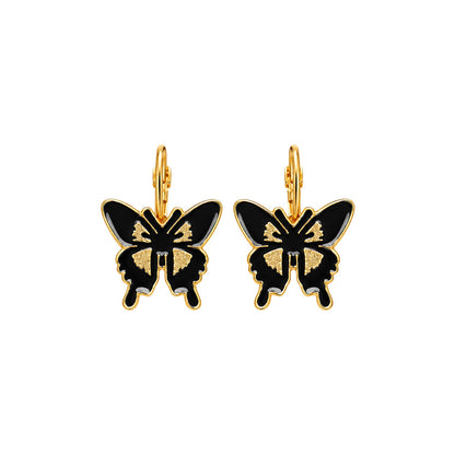 Black Butterfly Enamel Earrings