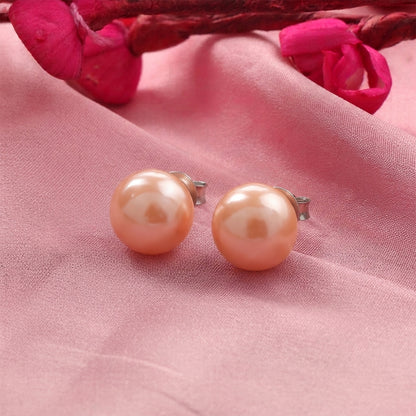 Glossy Dome Stud Earrings (Orange)