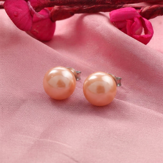 Glossy Dome Stud Earrings (Orange)