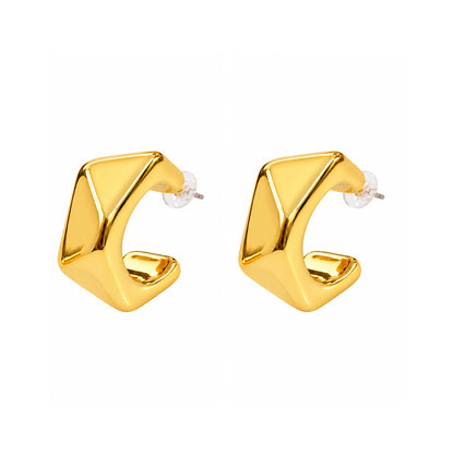 Gold-Tone Geometric Chunky Anti tarnish Hoop Earrings