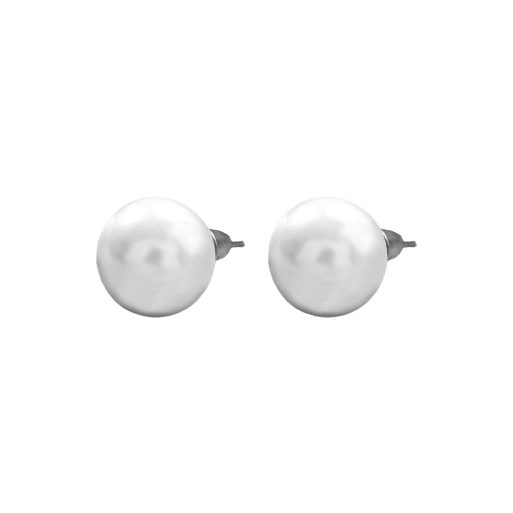 Glossy Dome Stud Earrings (White)