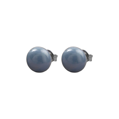 Glossy Dome Stud Earrings (Blue)