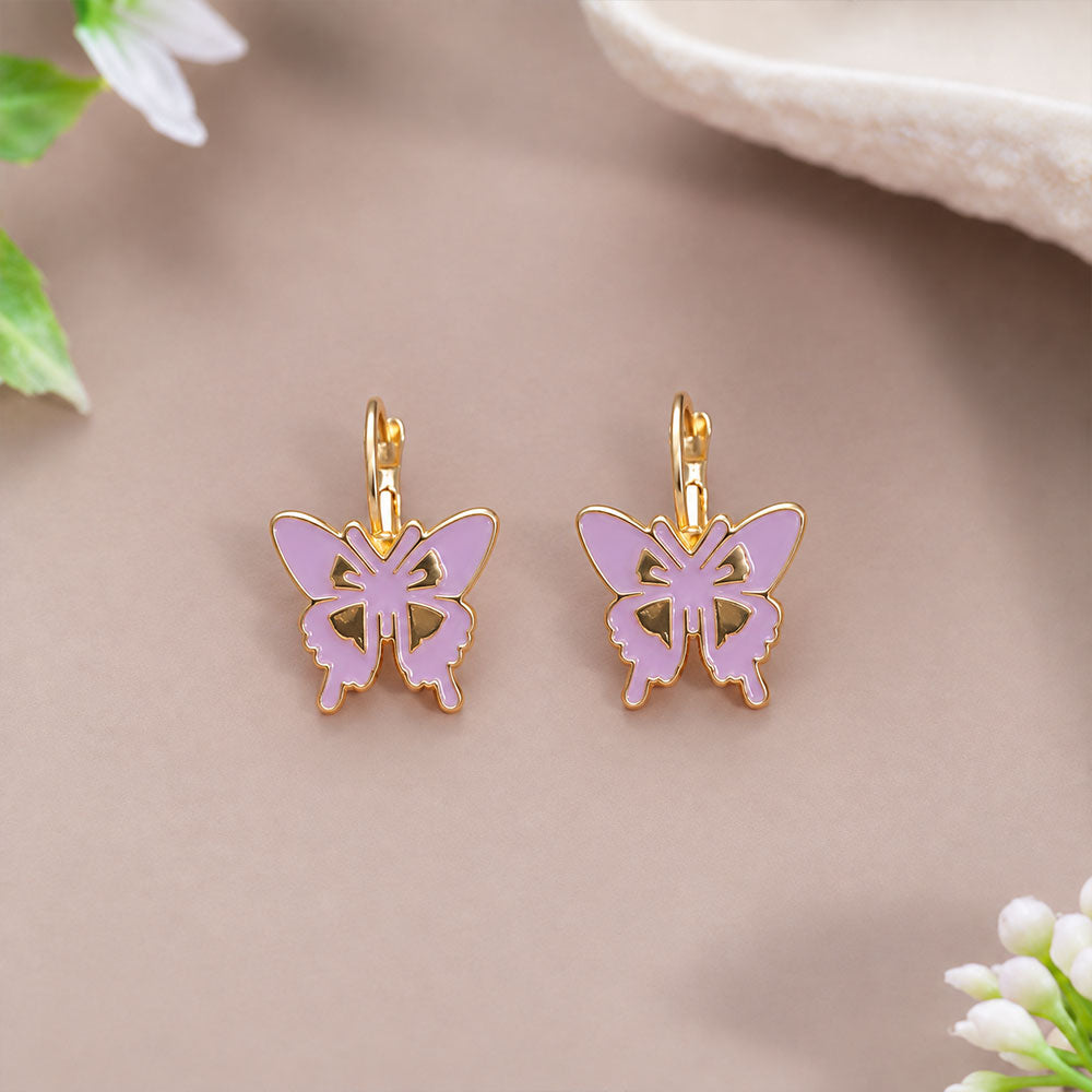 Lavender Butterfly Enamel Earrings