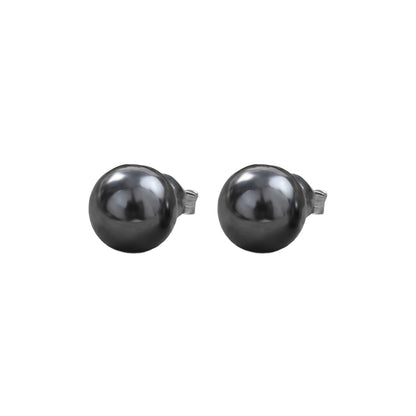 Glossy Dome Stud Earrings (Black)