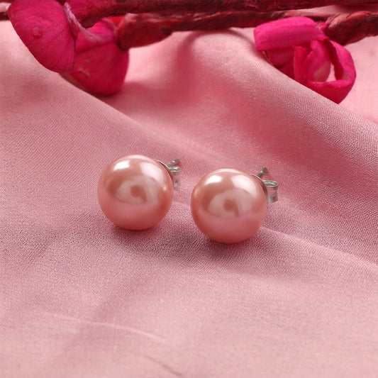 Glossy Dome Stud Earrings (Baby Pink)