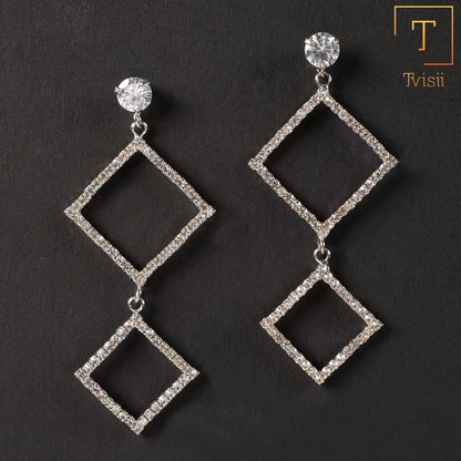 Hanging Zirconia quadrilateral earring