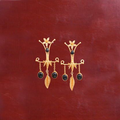 Black Matty Long Hanging Earrings