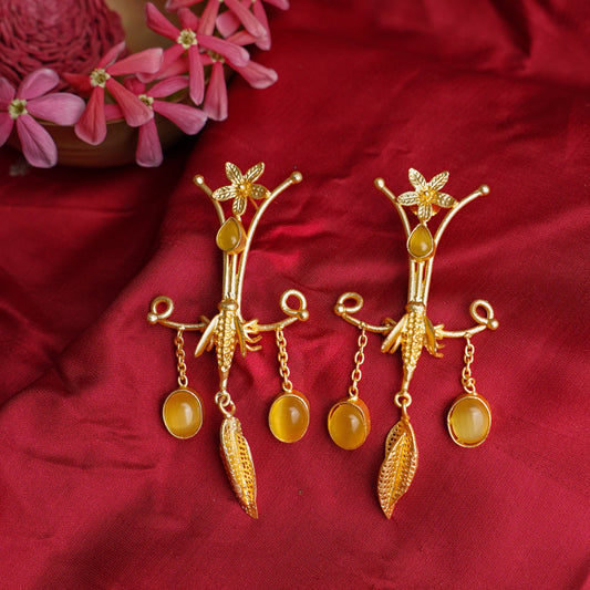 Yellow Matty Long Hanging Earrings