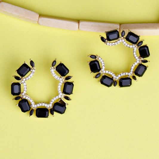 Black Crystal Hoops
