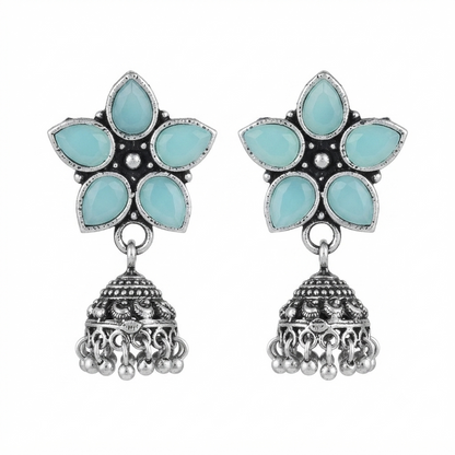 Beauty Bloom ghunghroo jhumki earring (Mint)