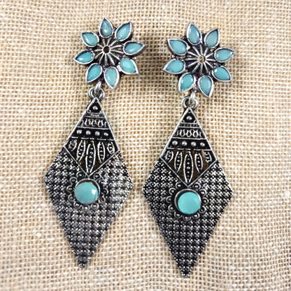 Kite delight stone studded dangler earrings (Mint)