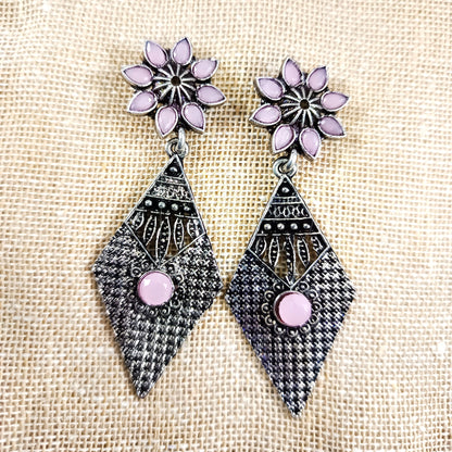 Kite delight stone studded dangler earrings (Baby Pink)