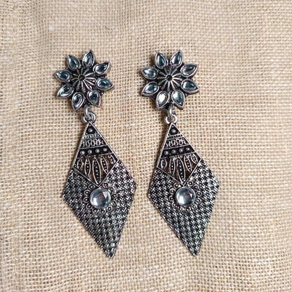 Kite delight stone studded dangler earrings (White)