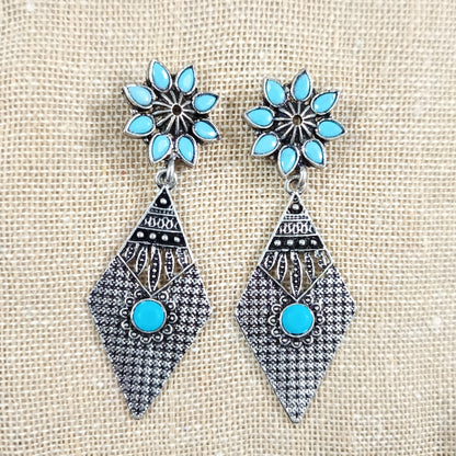 Kite delight stone studded dangler earrings (Sky Blue)