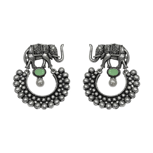 Pista Stone Studded Elephant Earrings