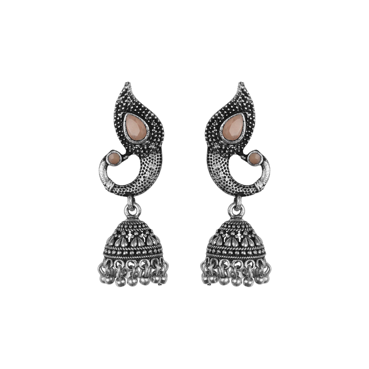 Paisley Swirl Ghungroo jhumki earring (Light Orange)