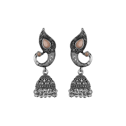 Paisley Swirl Ghungroo jhumki earring (Light Orange)