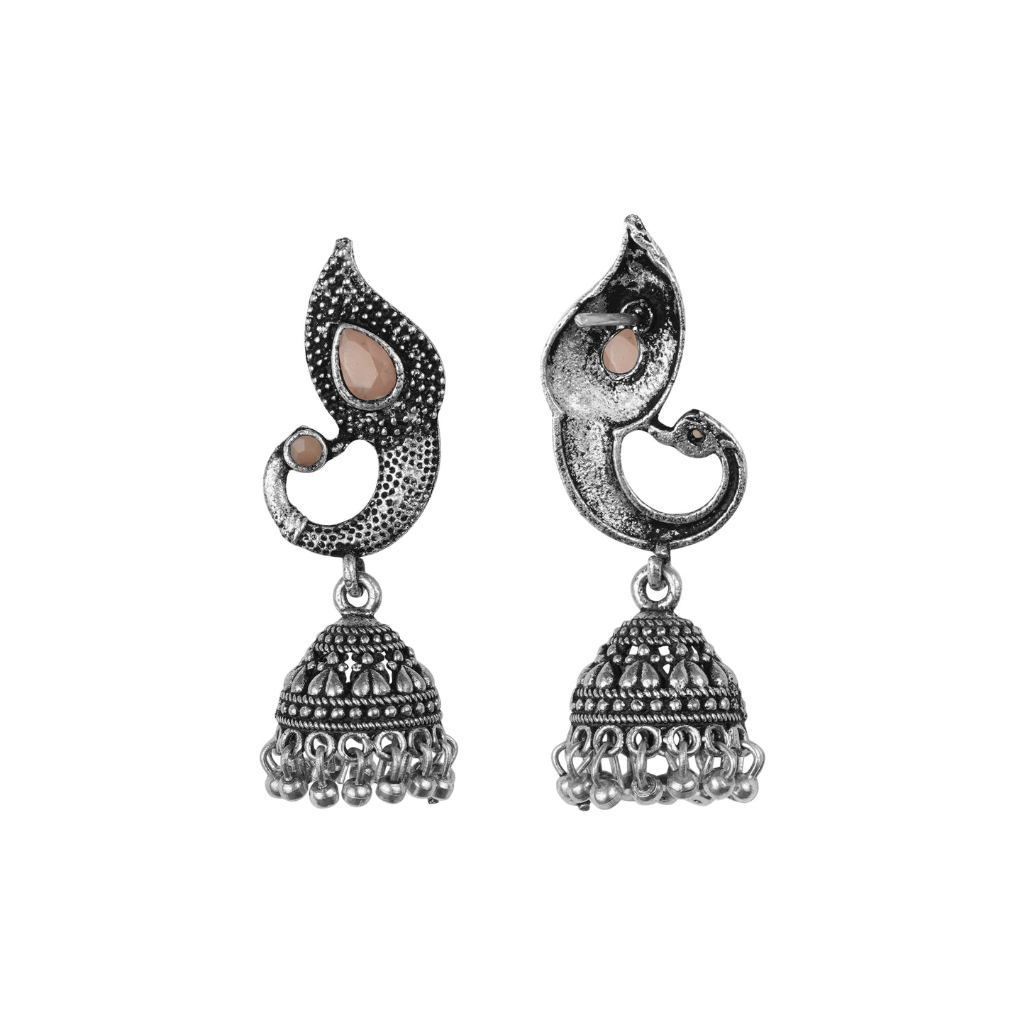 Paisley Swirl Ghungroo jhumki earring (Light Orange)