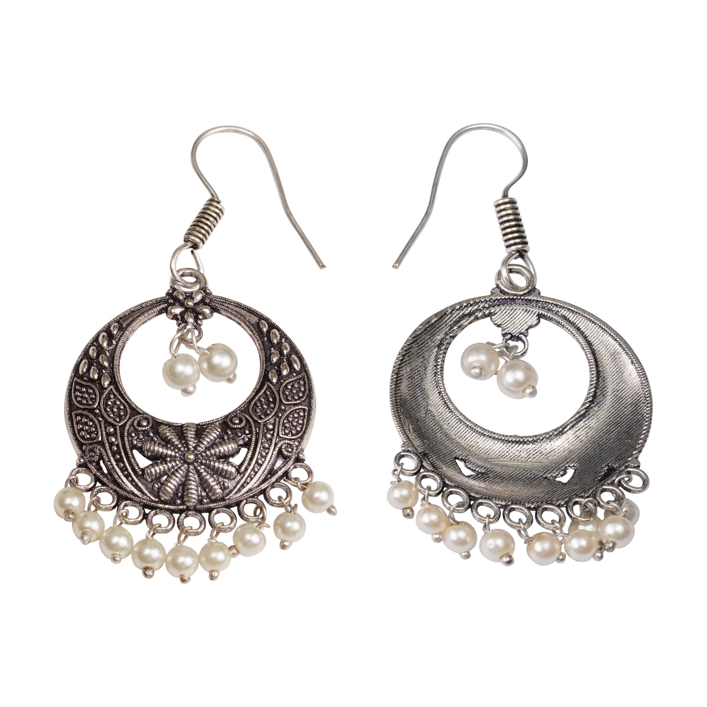 Beautiful Oxidised earrings with hanging Pearls