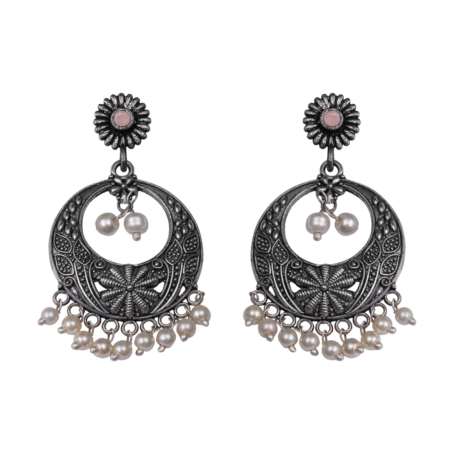 Graceful fall pearl dangler earrings (Light Orange)