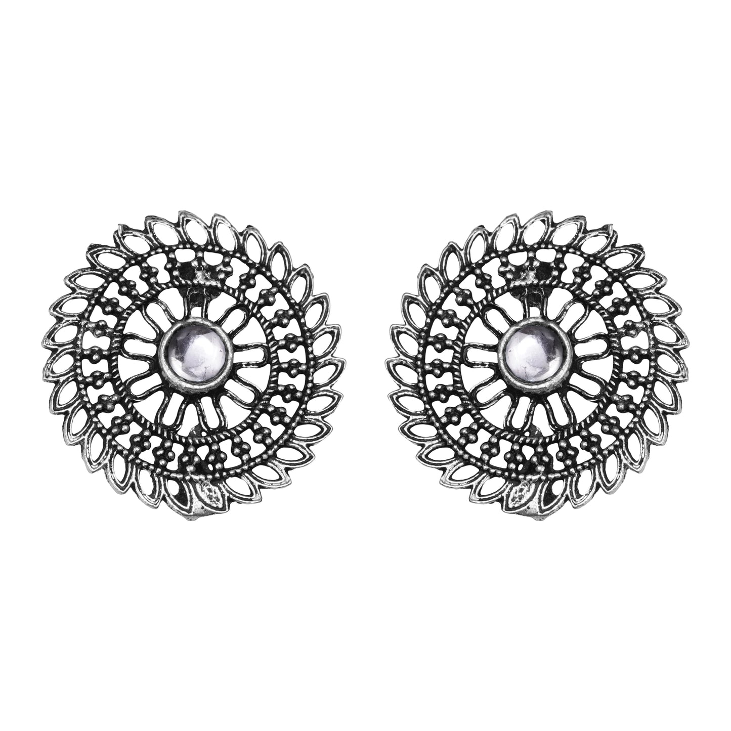 White Stone Studded Beautiful Oxidised Studs