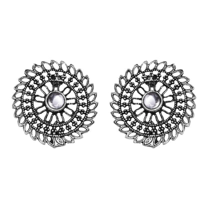 White Stone Studded Beautiful Oxidised Studs