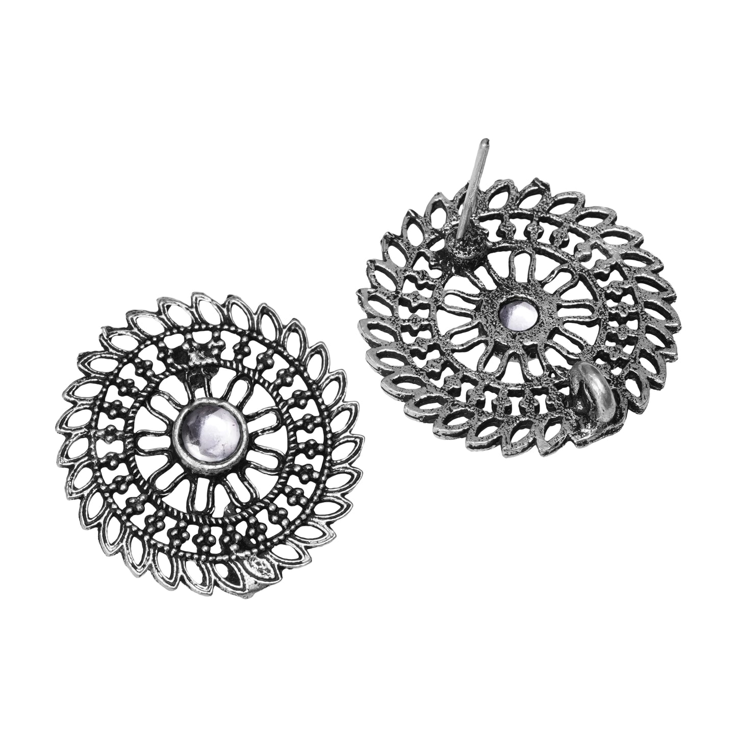 White Stone Studded Beautiful Oxidised Studs