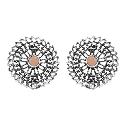 Light Orangish Stone Studded Beautiful Oxidised Studs