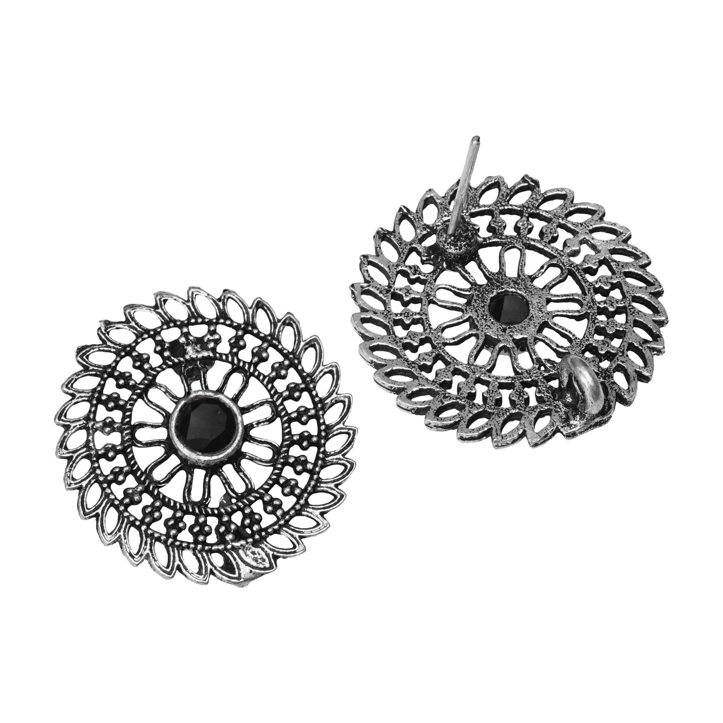 Black Stone Studded Beautiful Oxidised Studs