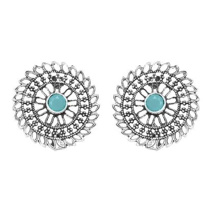 Mint Stone Studded Beautiful Oxidised Studs