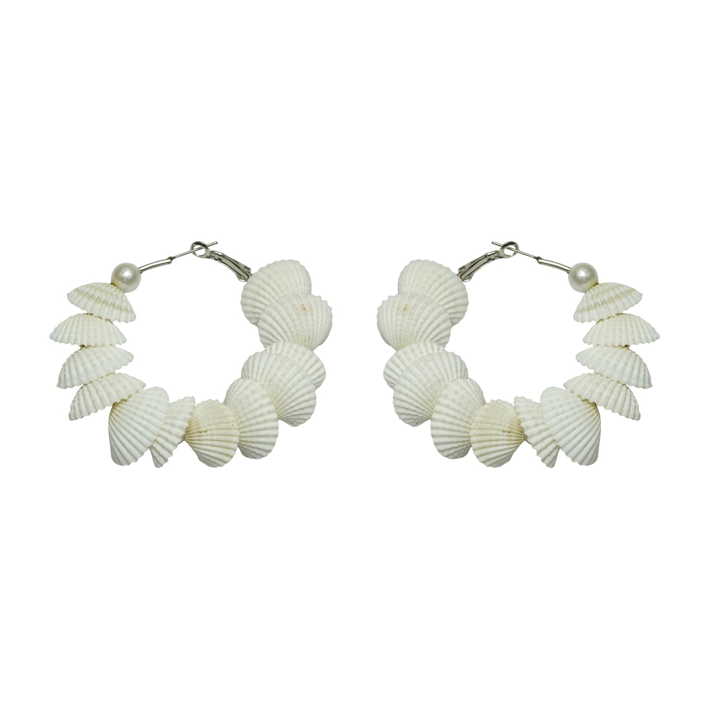 White Shell Hoop Earrings